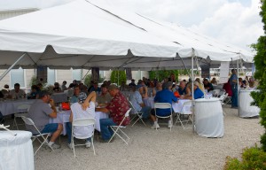 Guests enjoy the barbecue at Indiana Limestone's "Rock 'n' Quarry" celebration.